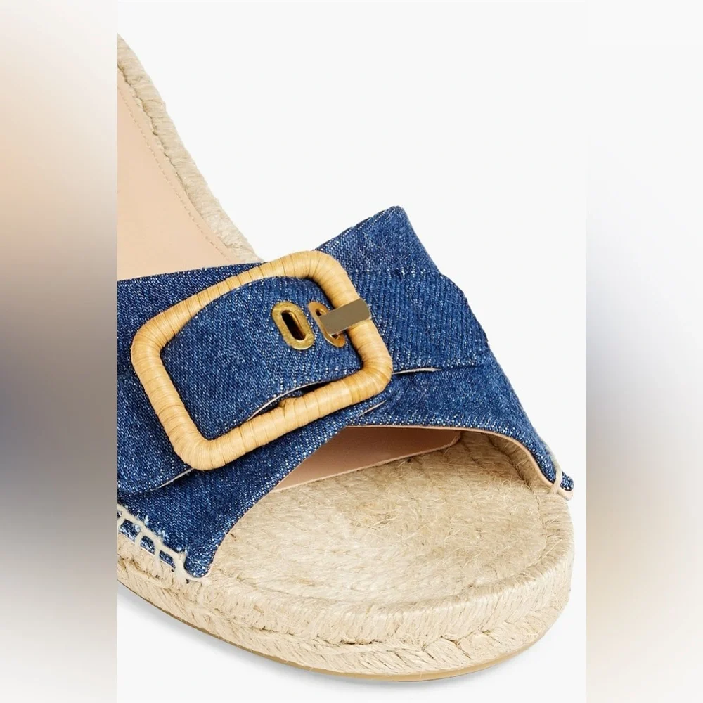 NWOT Veronica Beard Apa buckled denim espadrille slides Size 8